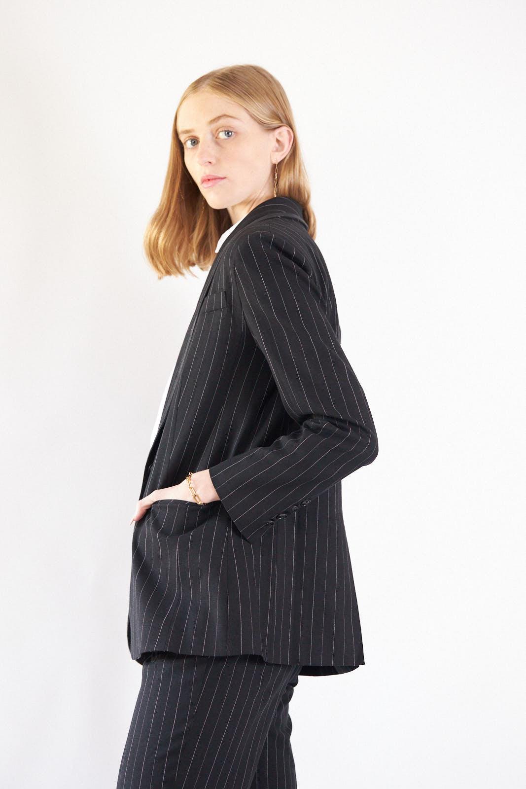 Buy Black Pinstripes Blazer – Women’s Tailored Office Jacket by Le Réussi®