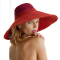 The Riri Duo Jute Straw Hat in Red & Maroon