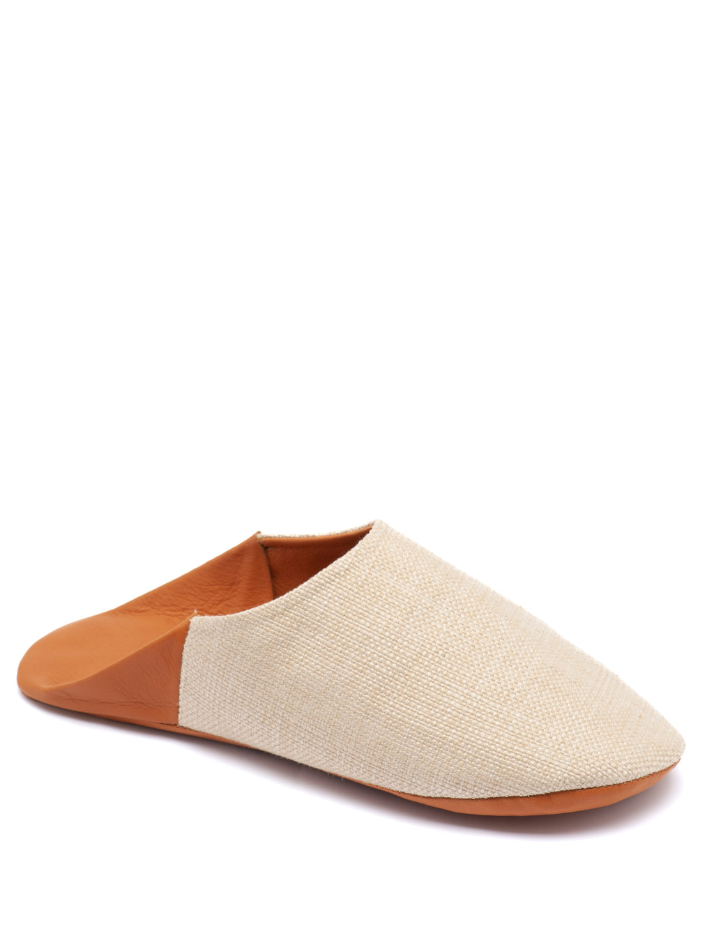 Buy Russet Linen Blend - Leather & Textile Slippers by Choost