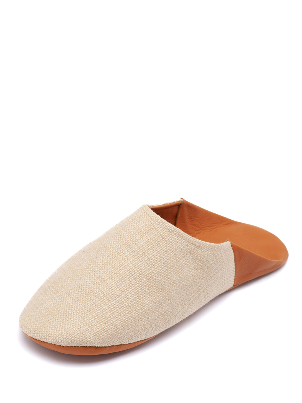 Buy Russet Linen Blend - Leather & Textile Slippers by Choost