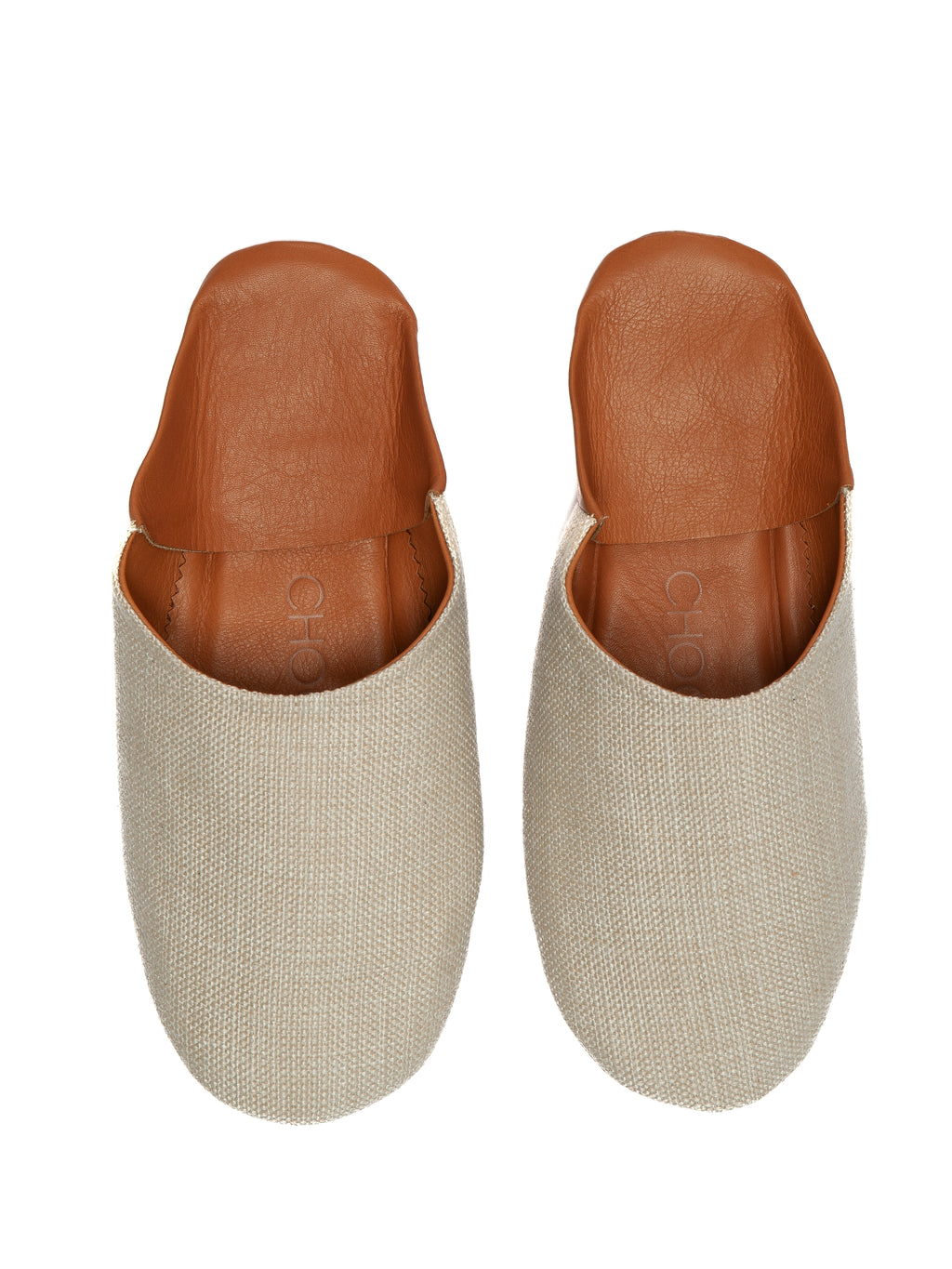 Buy Russet Linen Blend - Leather & Textile Slippers by Choost