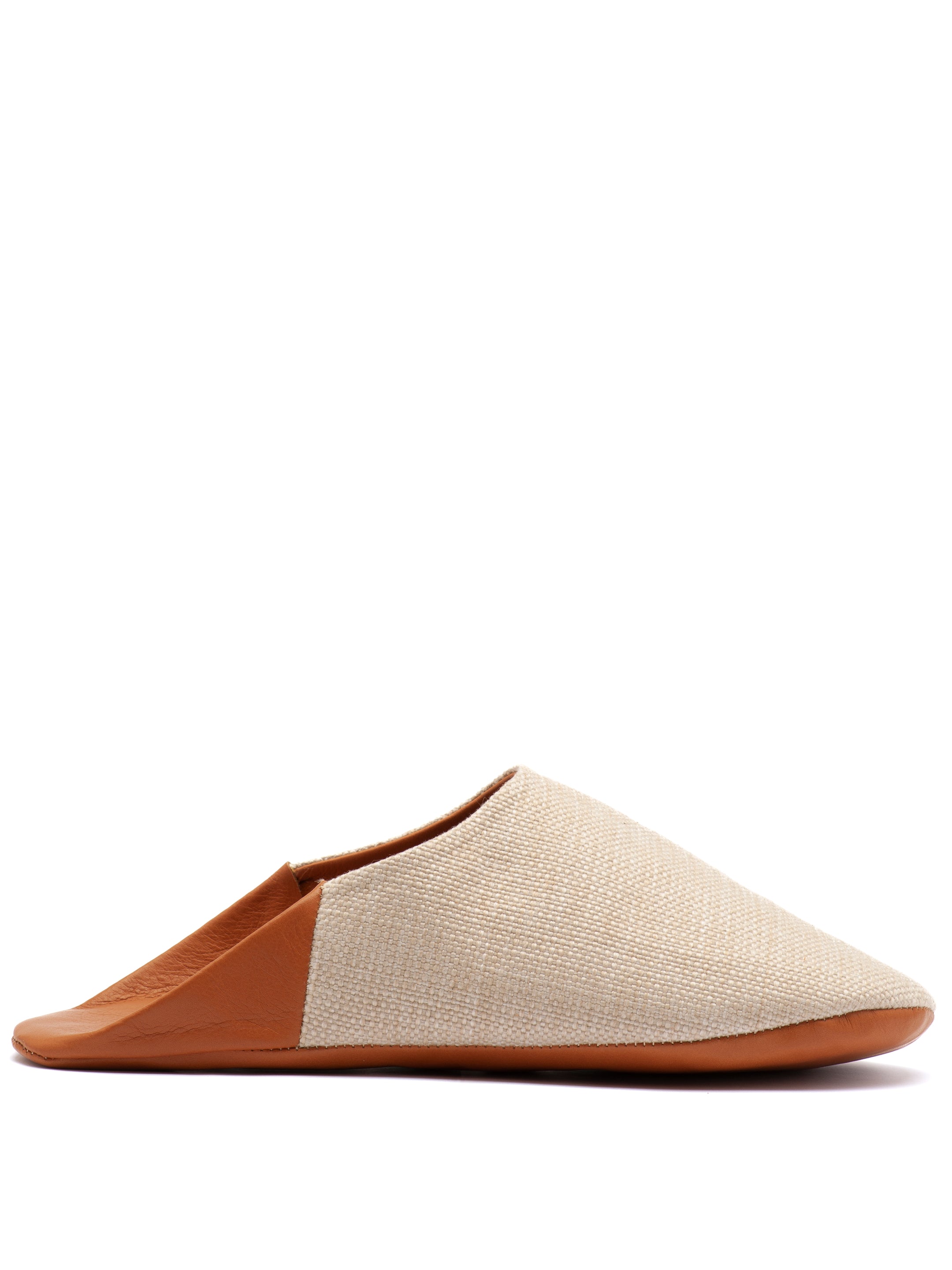 Russet Linen Blend - Leather & Textile Slippers