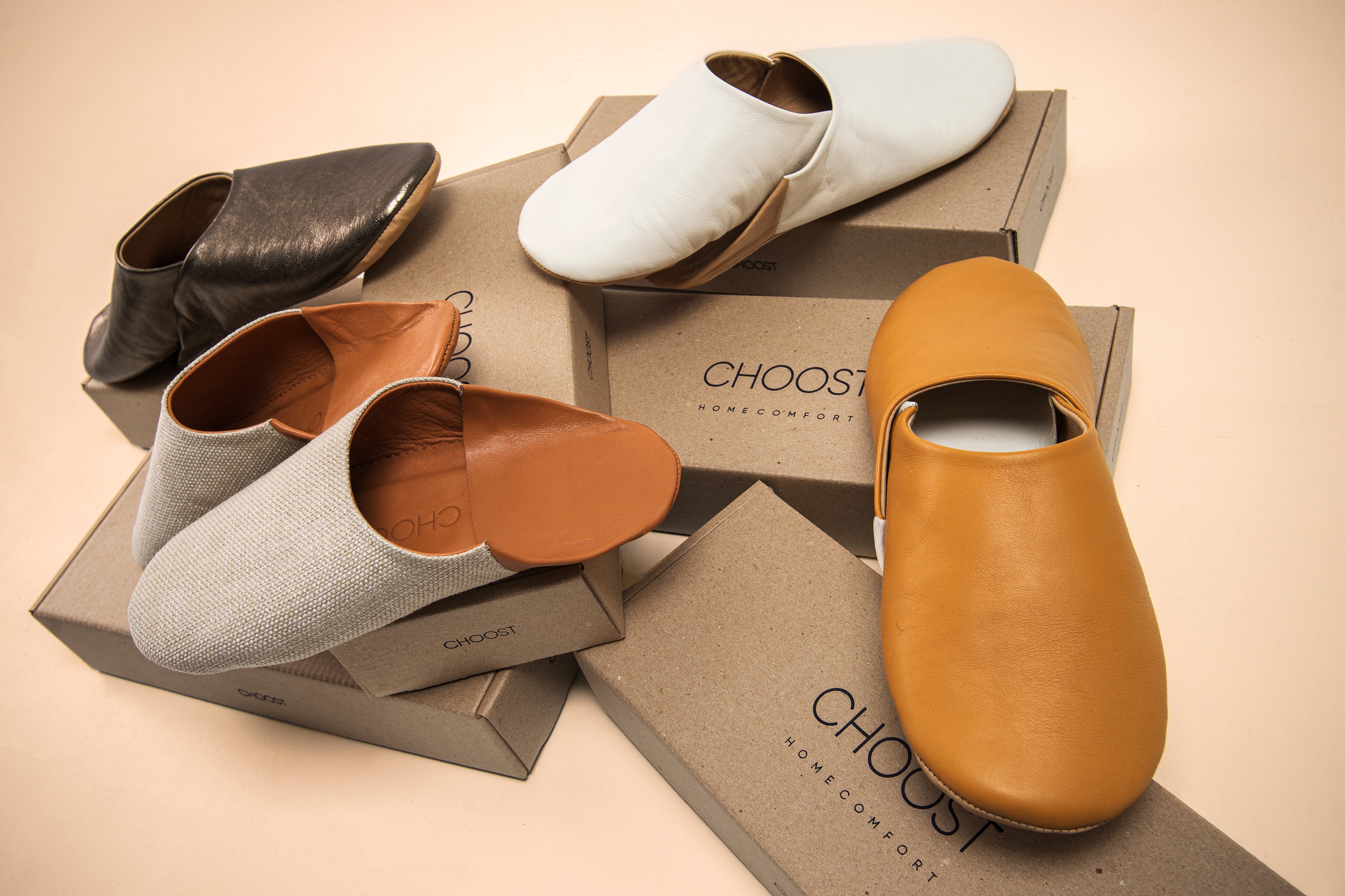 Buy Russet Linen Blend - Leather & Textile Slippers by Choost