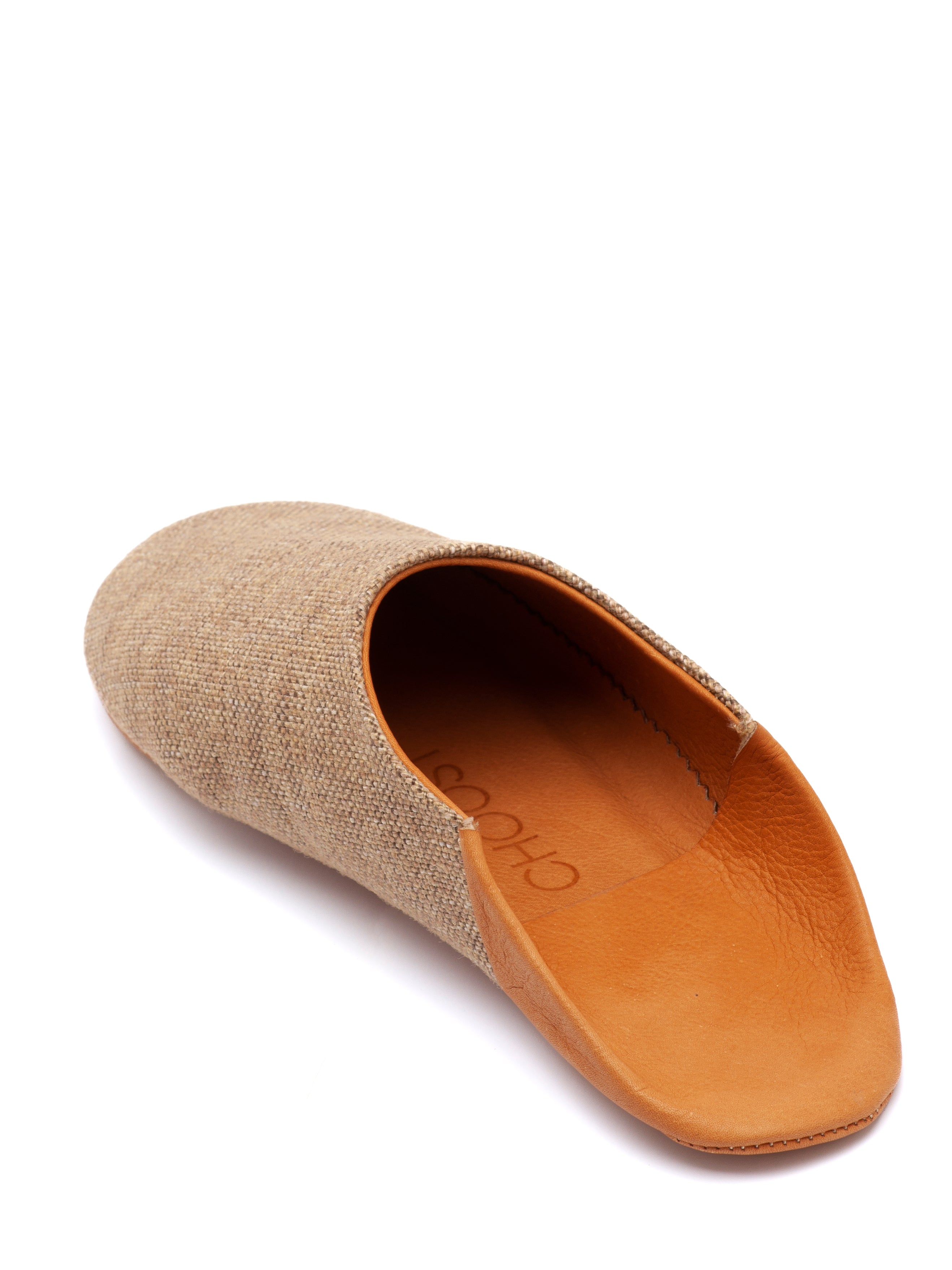 Buy Russet Linen Fusion - Leather & Textile Slippers by Choost