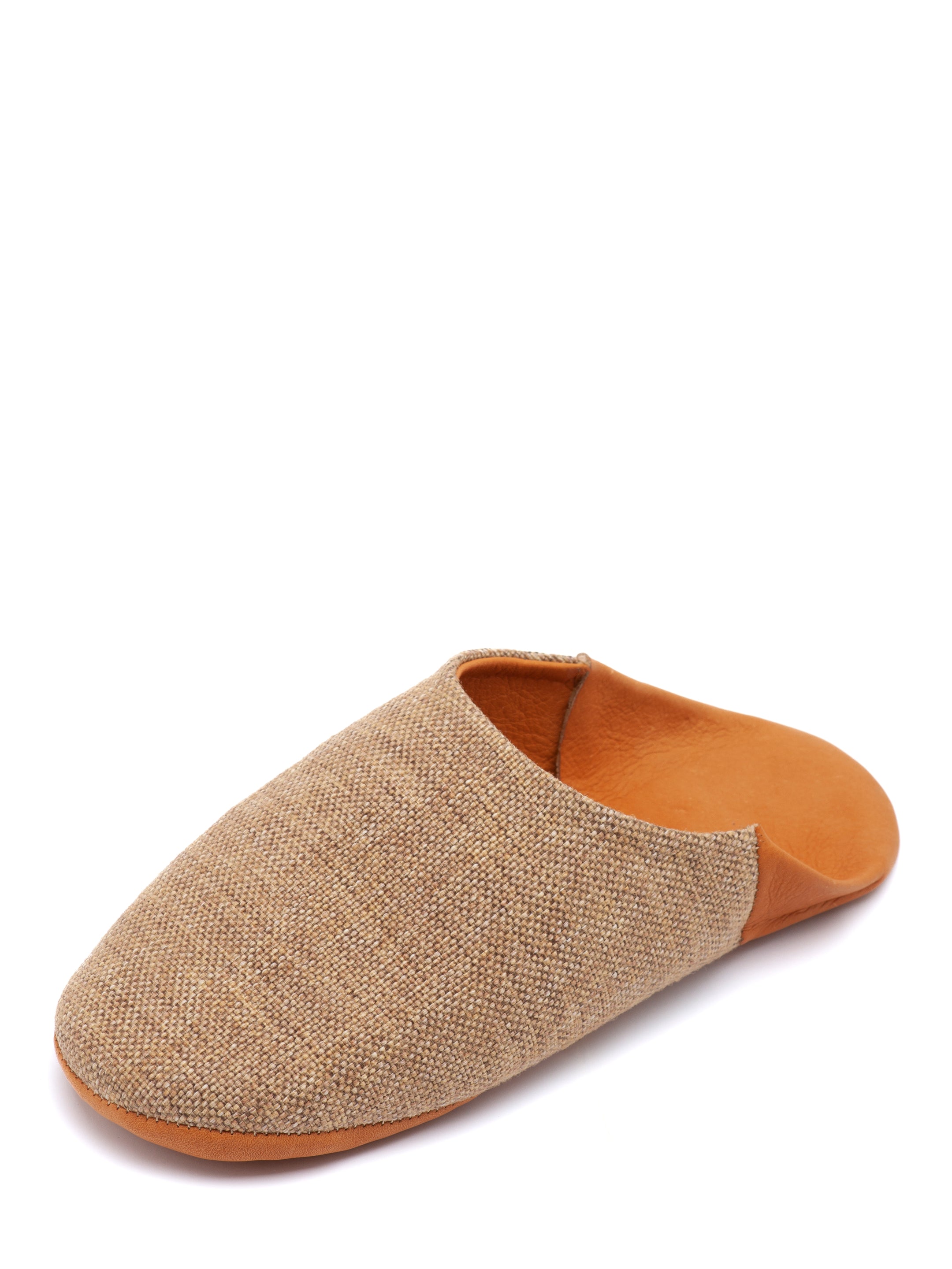 Russet Linen Fusion - Leather & Textile Slippers