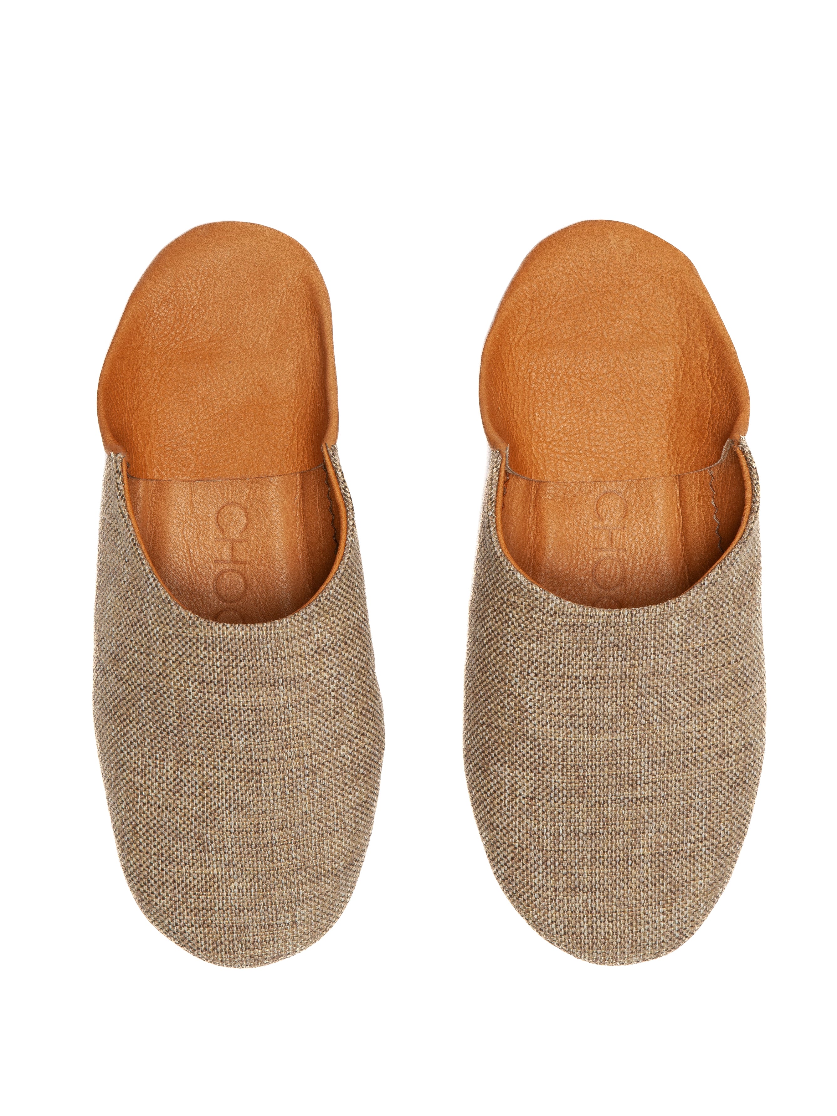 Buy Russet Linen Fusion - Leather & Textile Slippers by Choost