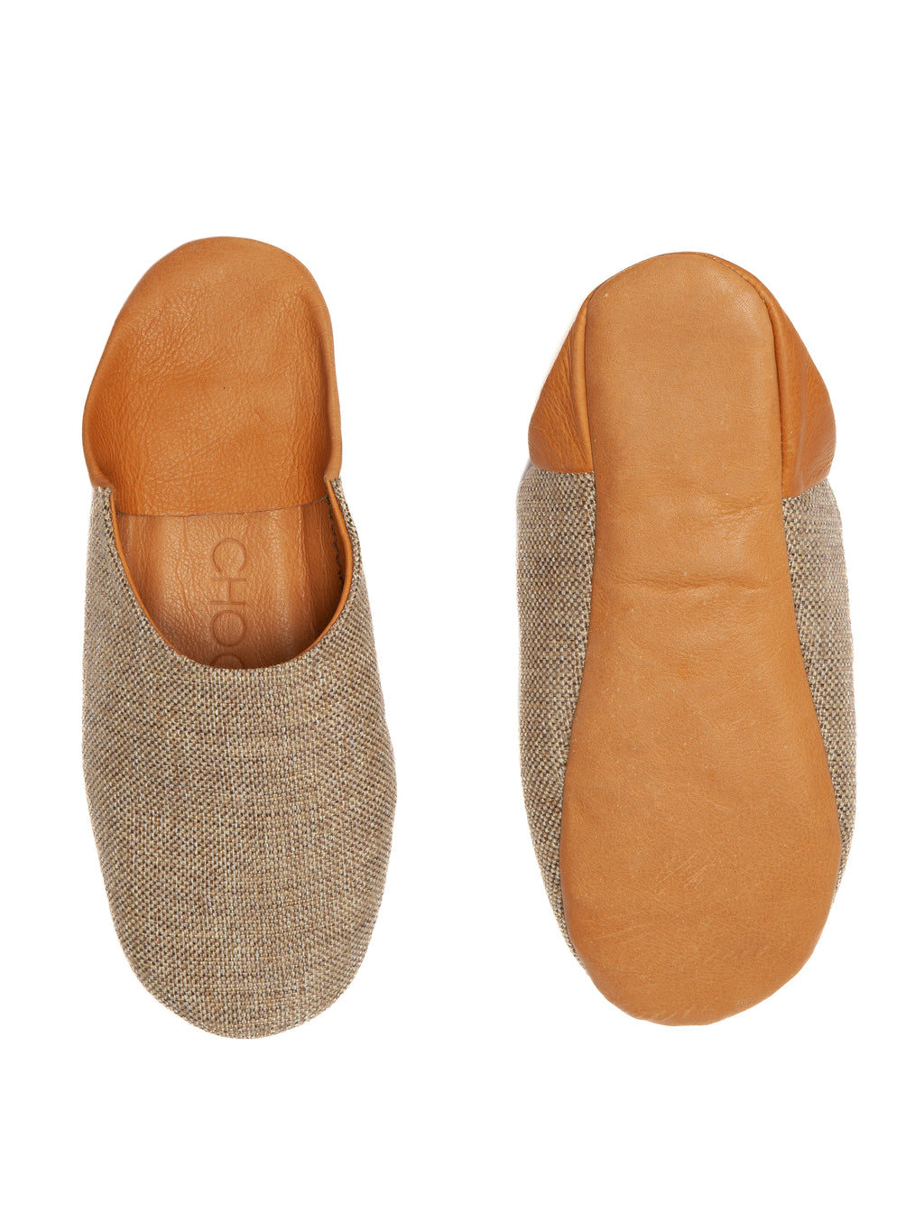 Buy Russet Linen Fusion - Leather & Textile Slippers by Choost