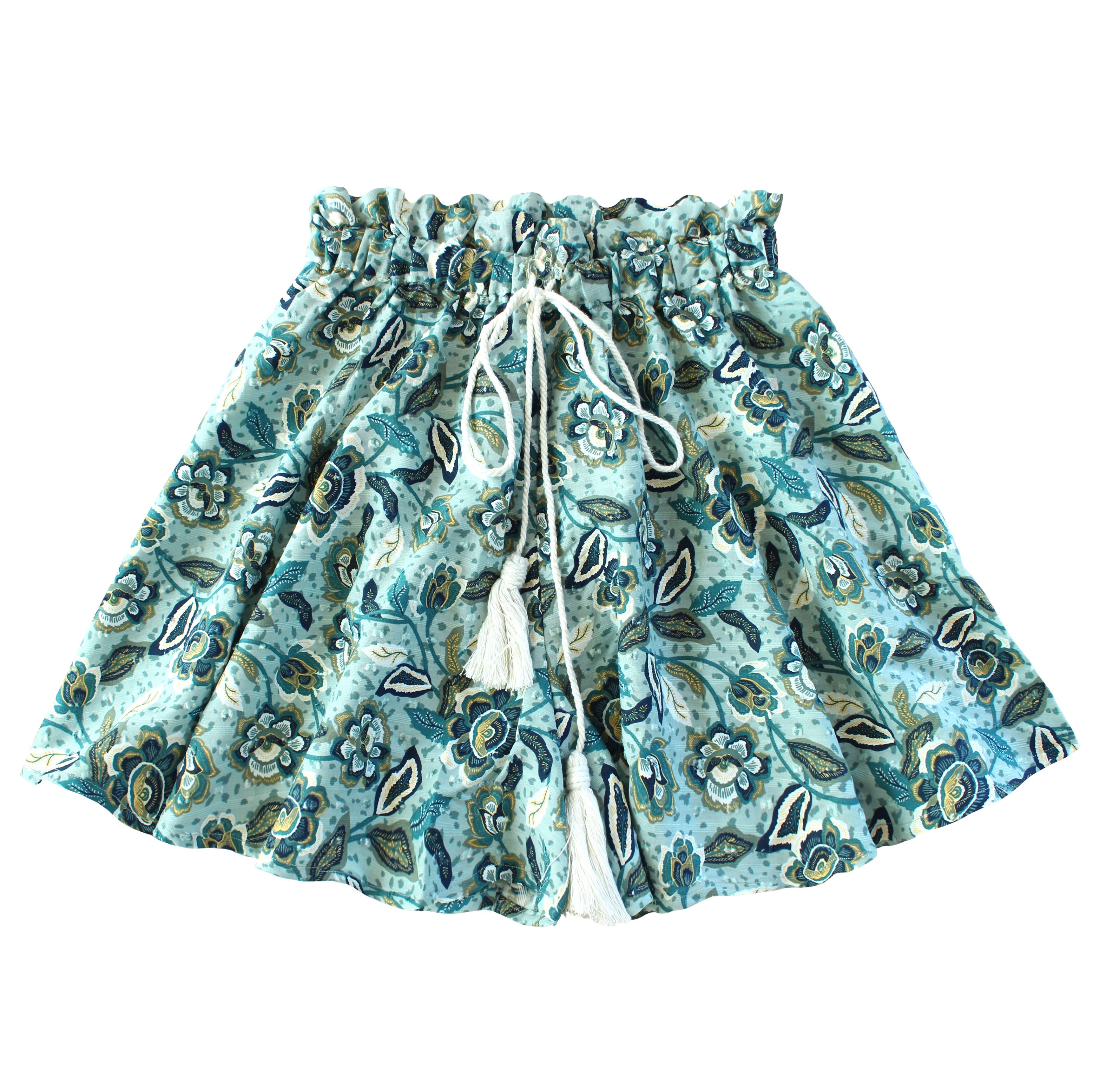 SEKAR Floral Batik Skorts in Sea Blue