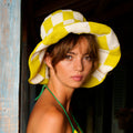 The Shilo Crochet Hat in Lime Green & White