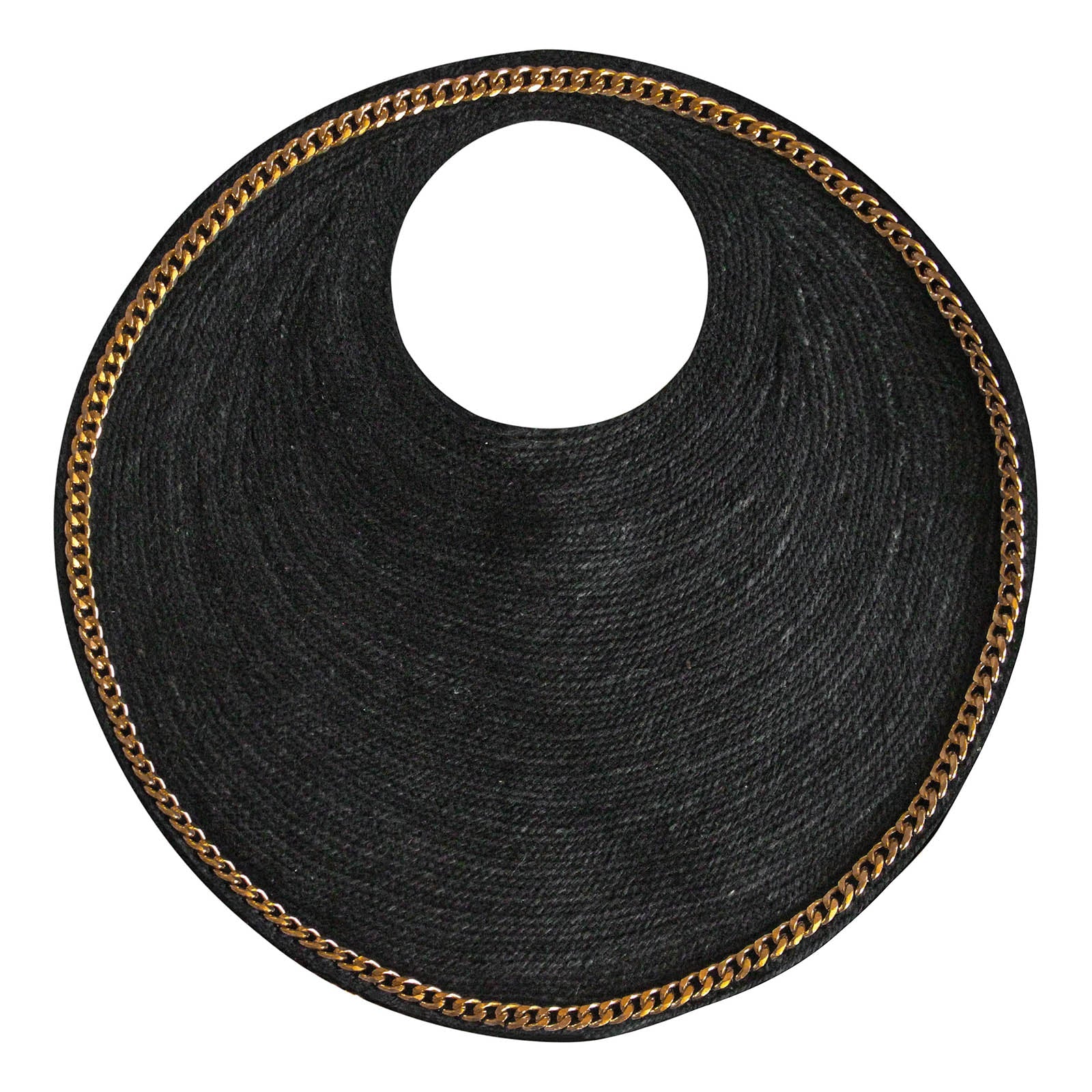 The Solo Fig Large Black Jute Bag With Gold Chain