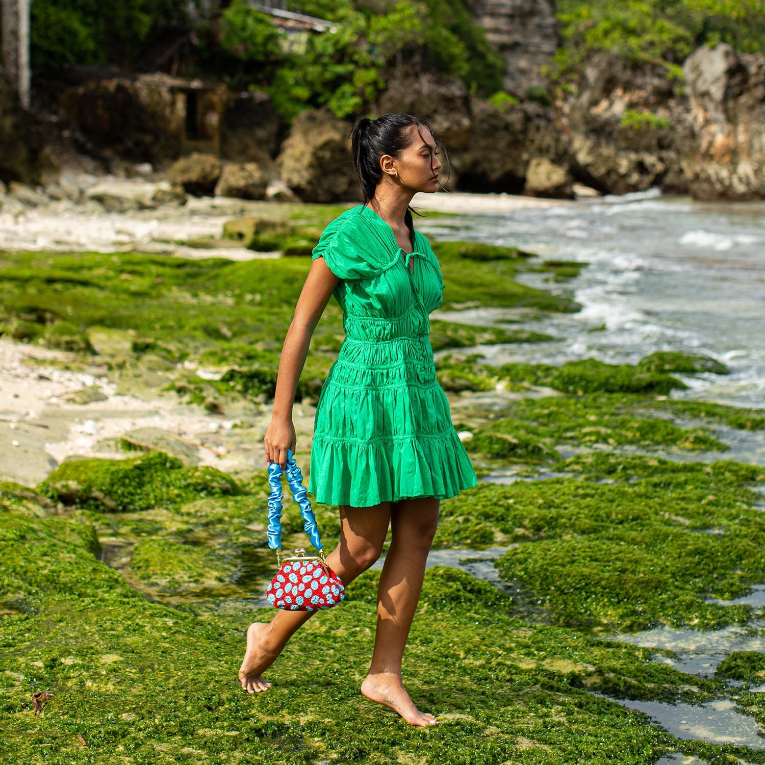 The Srikandi Dress in Kelly Green