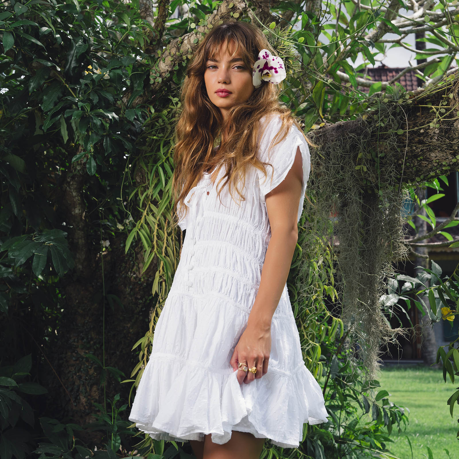 The Srikandi Mini Ruffle Dress in White