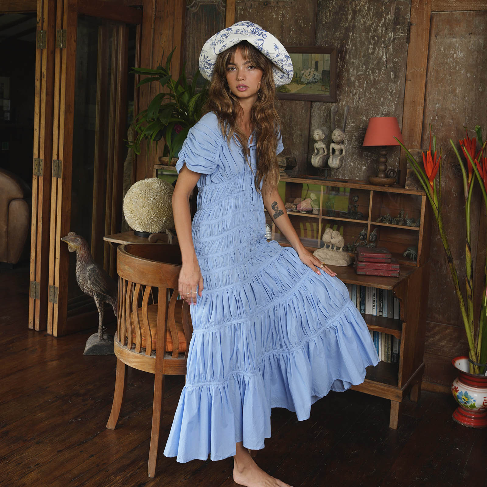 The Srikandi Ruffle Maxi Dress in Princess Blue