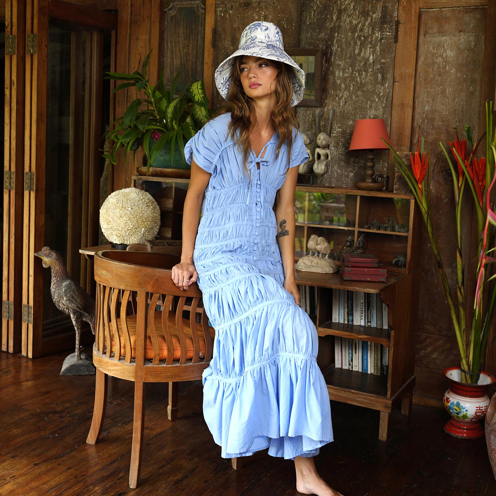The Srikandi Ruffle Maxi Dress in Princess Blue