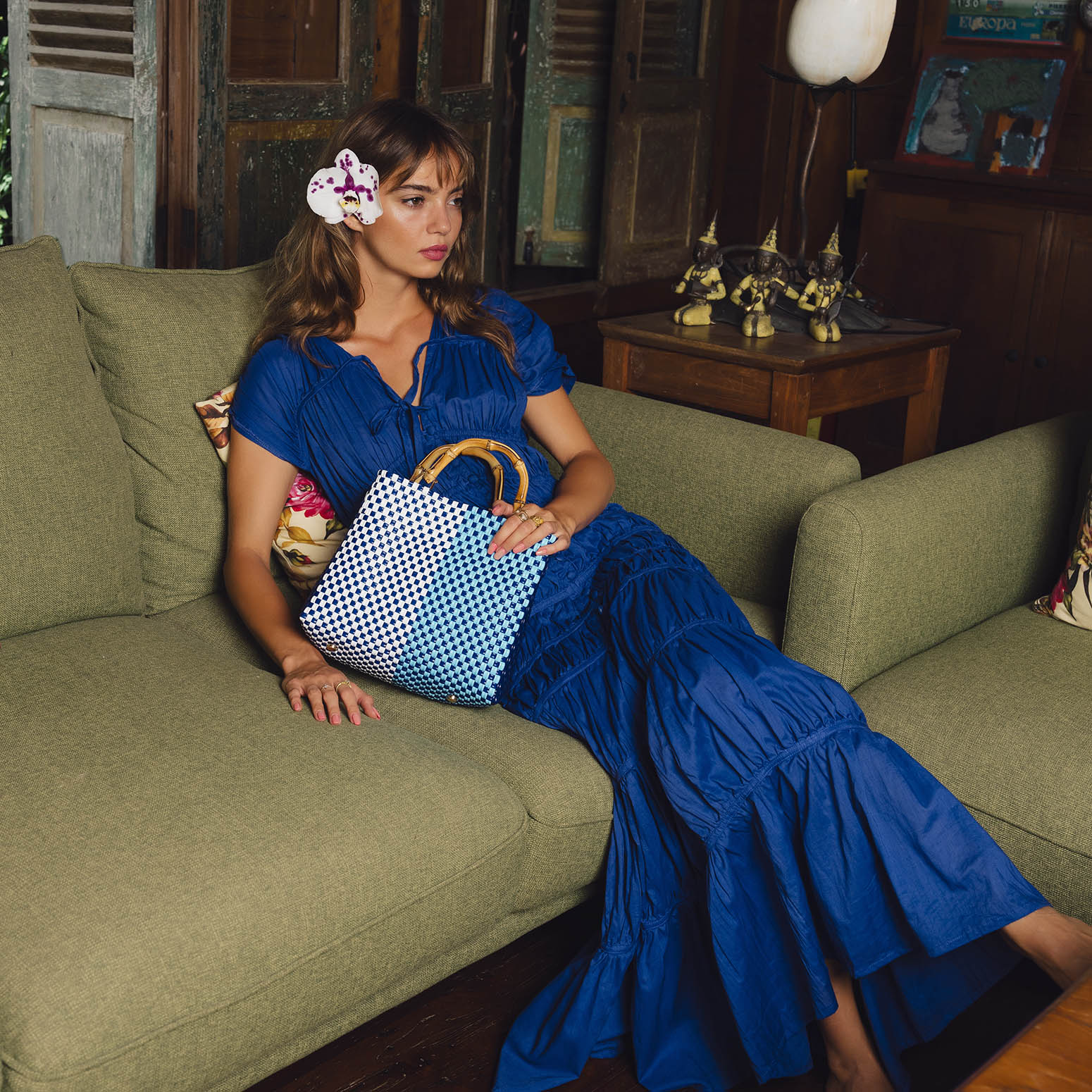 The Srikandi Ruffle Maxi Dress in Royal Blue