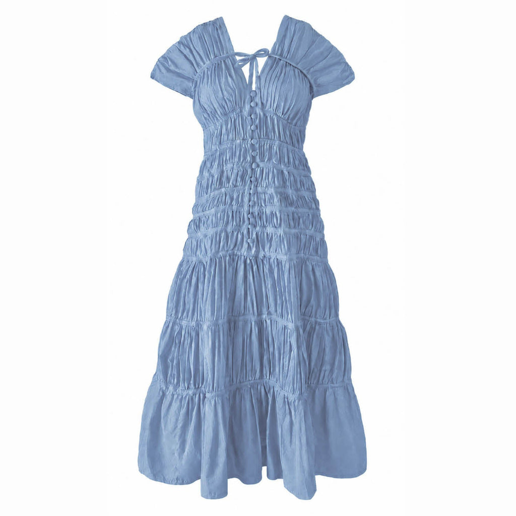 The Srikandi Ruffle Maxi Dress in Princess Blue