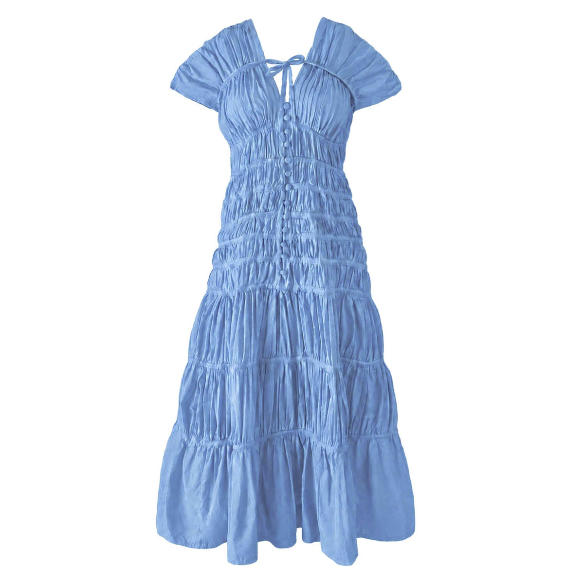The Srikandi Ruffle Maxi Dress in Princess Blue