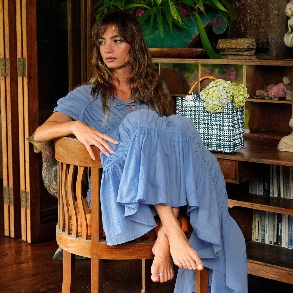 The Srikandi Ruffle Maxi Dress in Princess Blue