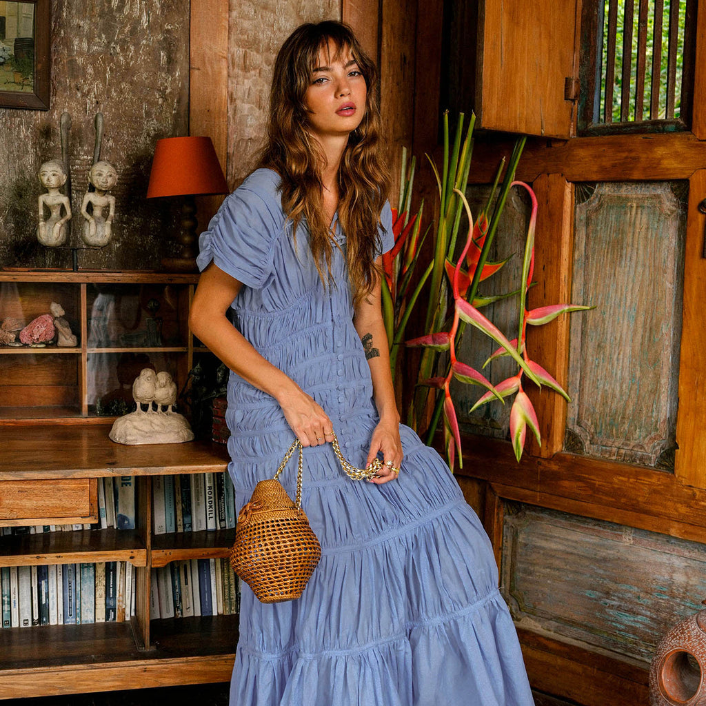 The Srikandi Ruffle Maxi Dress in Princess Blue