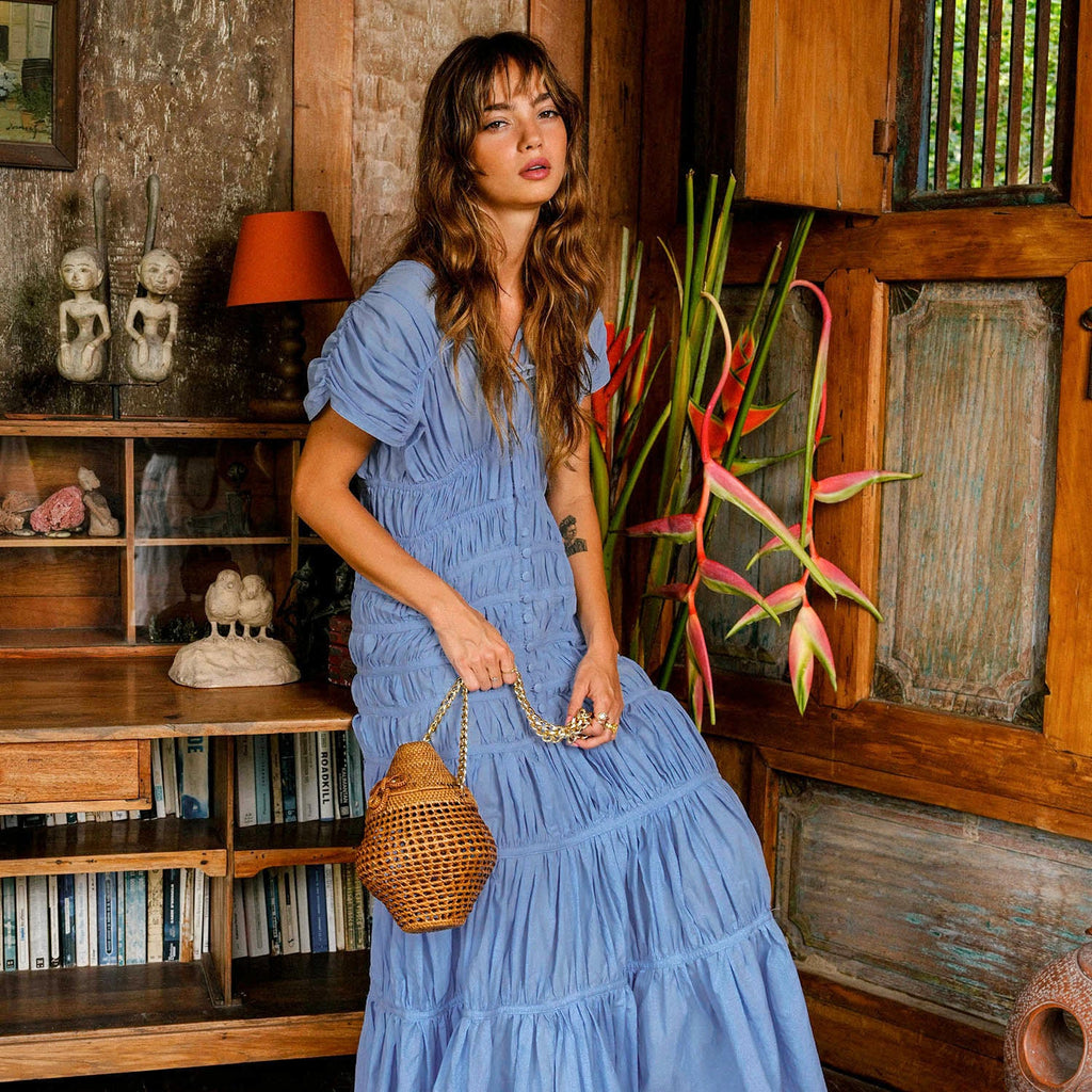 The Srikandi Ruffle Maxi Dress in Princess Blue
