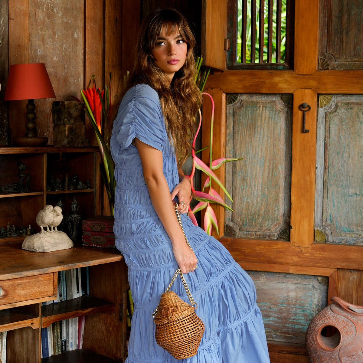 The Srikandi Ruffle Maxi Dress in Princess Blue