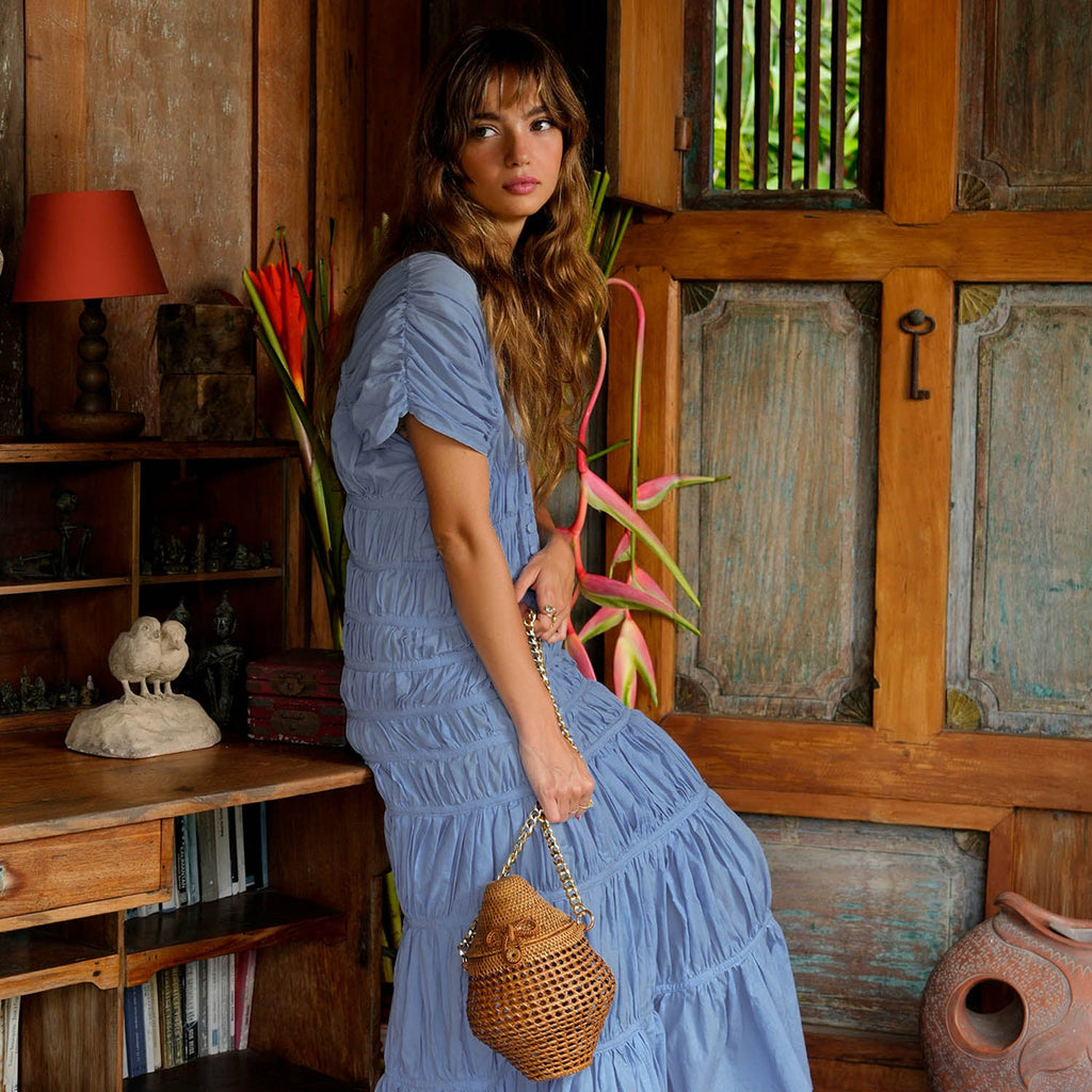 The Srikandi Ruffle Maxi Dress in Princess Blue