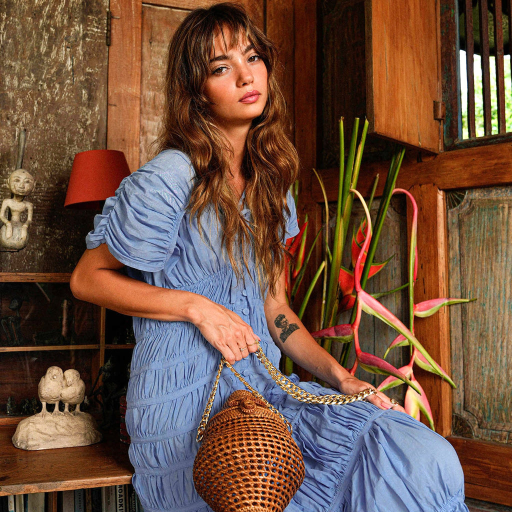 The Srikandi Ruffle Maxi Dress in Princess Blue