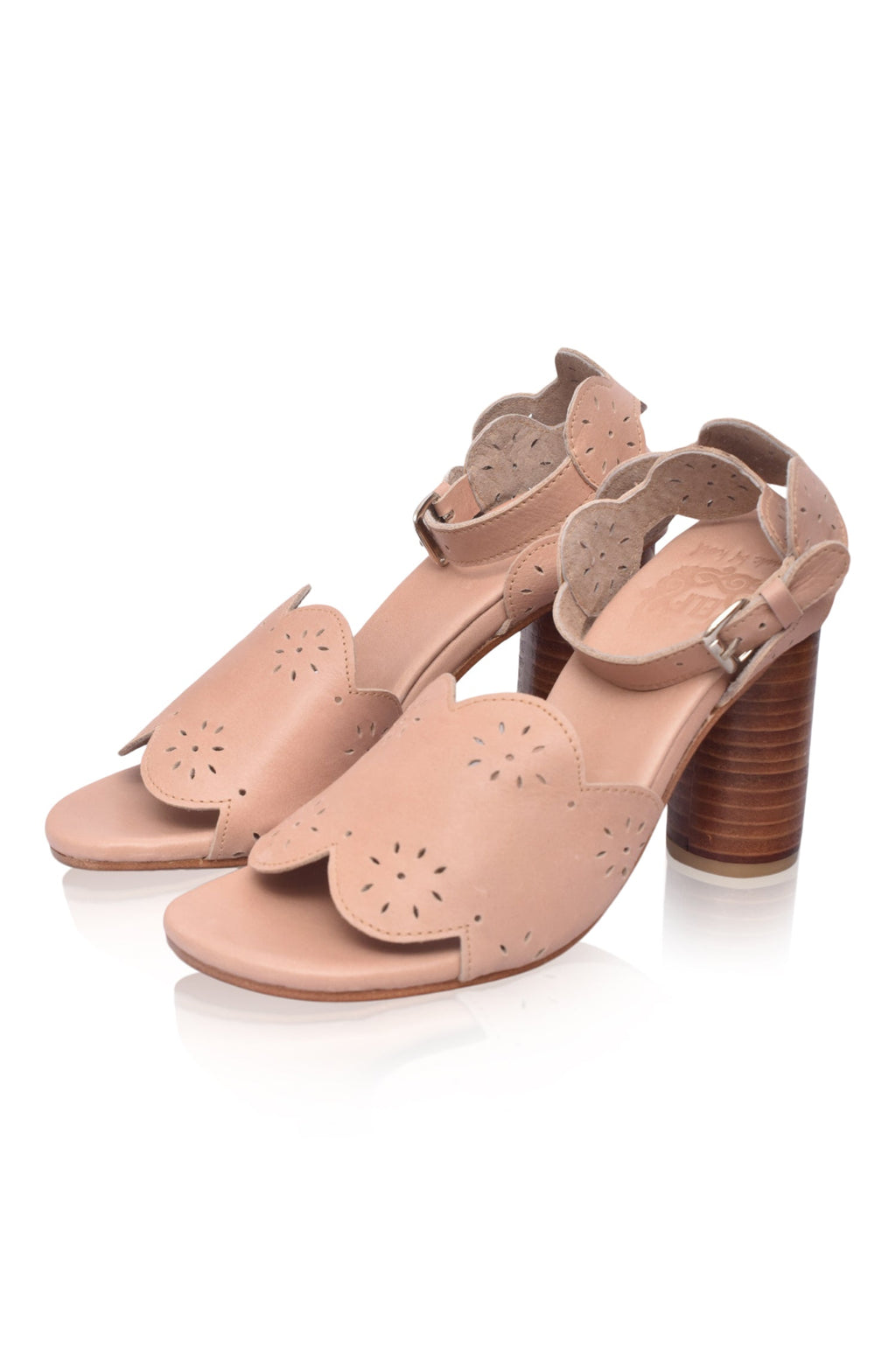 Buy Sakura Block Heel Leather Sandals by Bali ELF