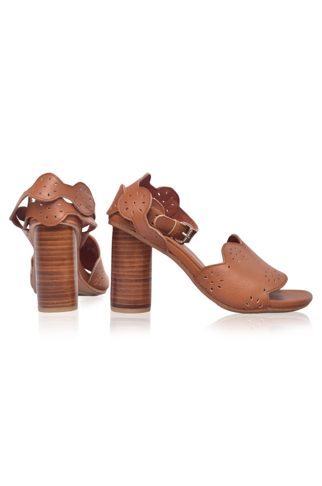 Buy Sakura Block Heel Leather Sandals by Bali ELF