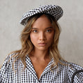 SIMONE Gingham Beret Hat in Black