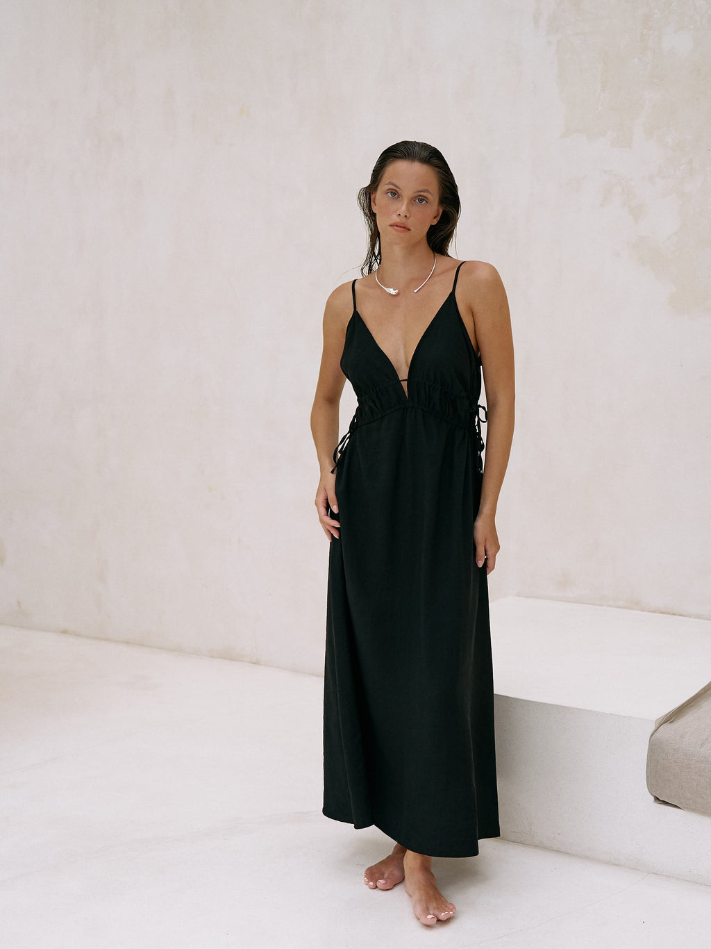 Buy Sofia Ties Maxi Dress - Black by The Handloom