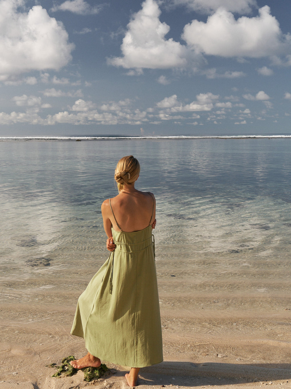 Buy Sofia Ties Maxi Dress - Khaki Green by The Handloom