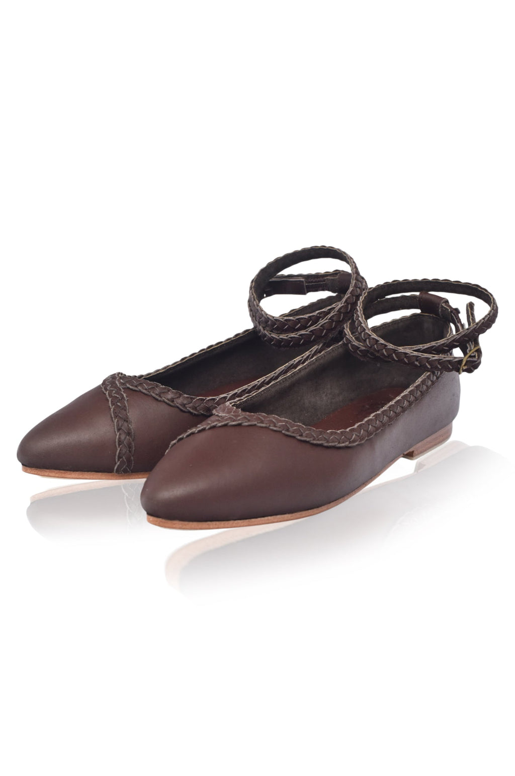 Buy Soiree Pointy Toe Leather Ballet Flats by Bali ELF