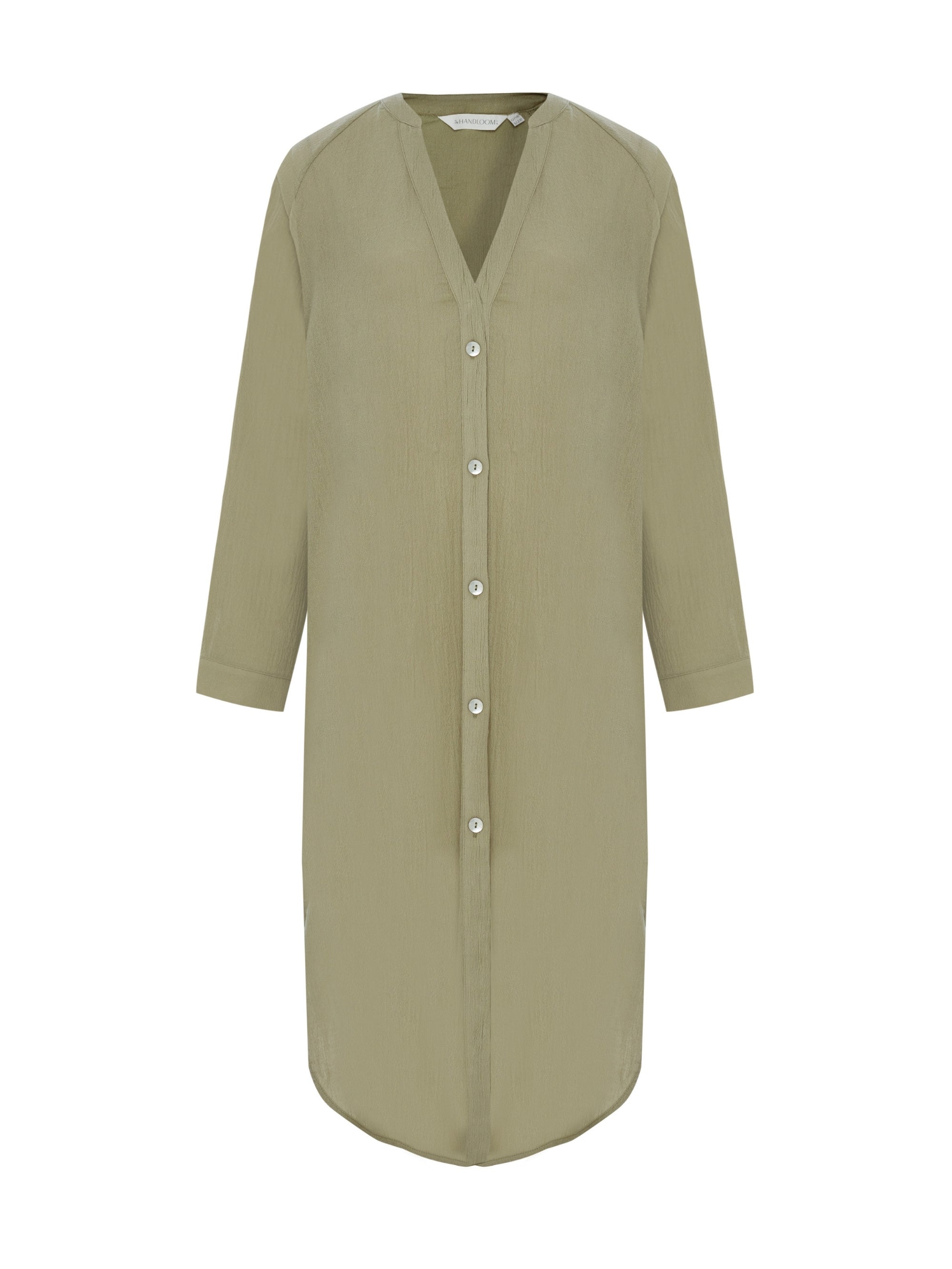 Buy Terra Shirt Dress - Khaki Green by The Handloom