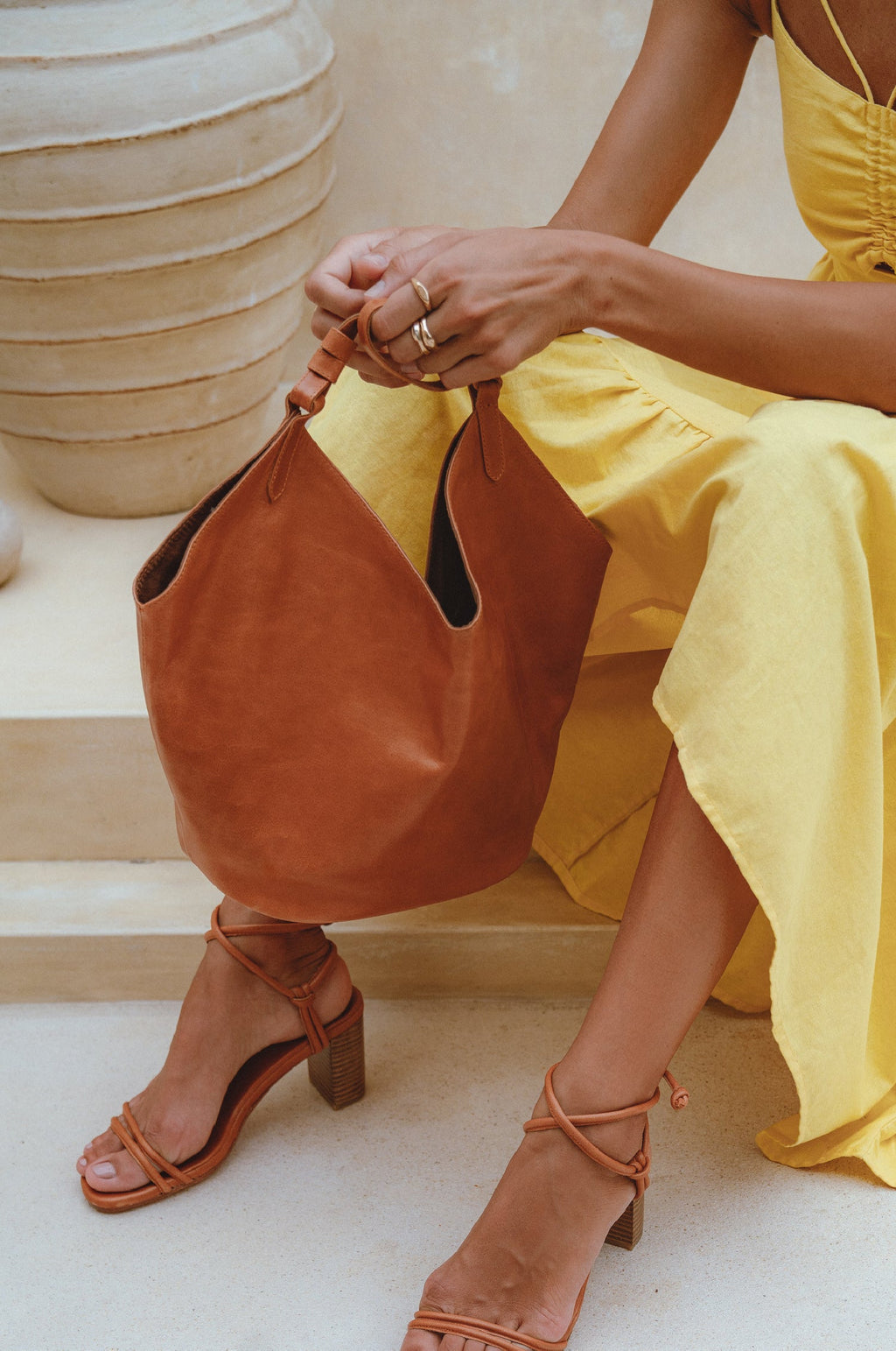 Buy Tulip Medium Leather Tote Bag by Bali ELF