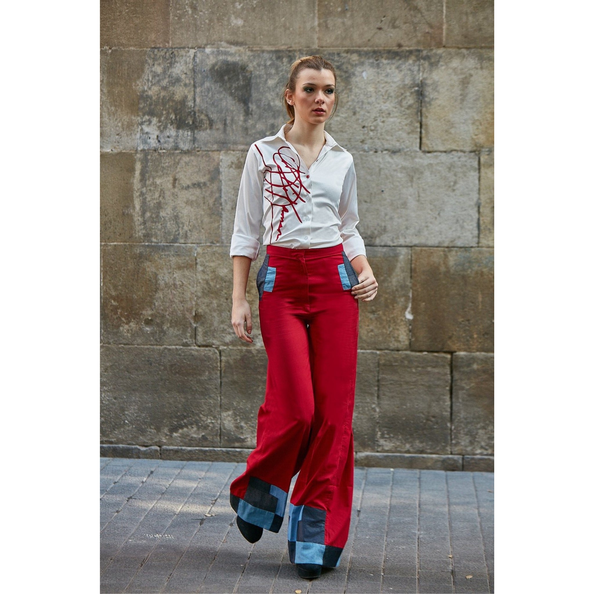 VELVET APPLIQUE SIGNATURE SHIRT