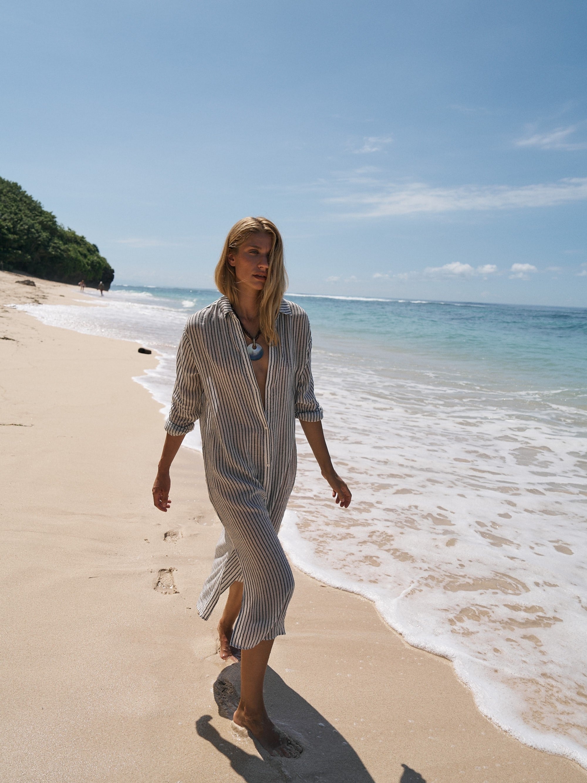 Buy Voyage Shirt Dress - Black Stripes by The Handloom