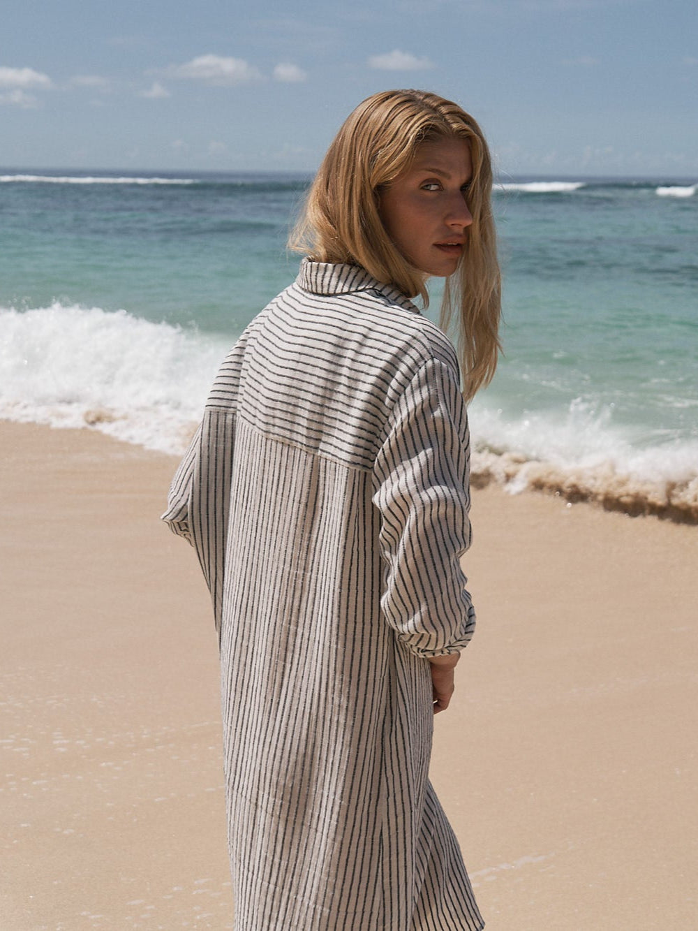 Buy Voyage Shirt Dress - Black Stripes by The Handloom