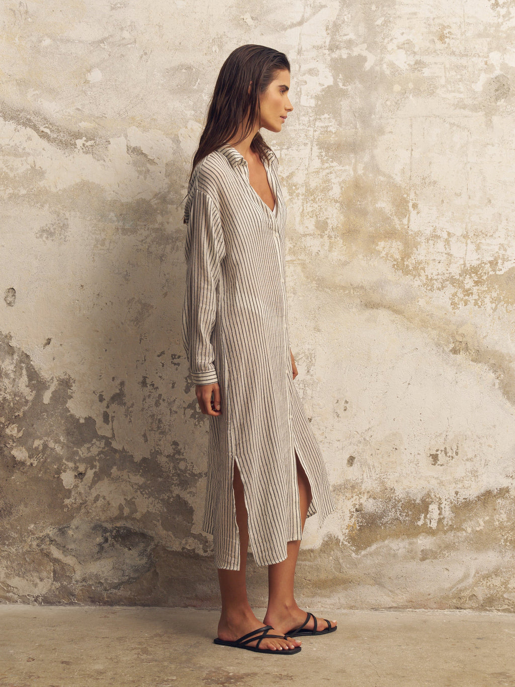 Buy Voyage Shirt Dress - Black Stripes by The Handloom