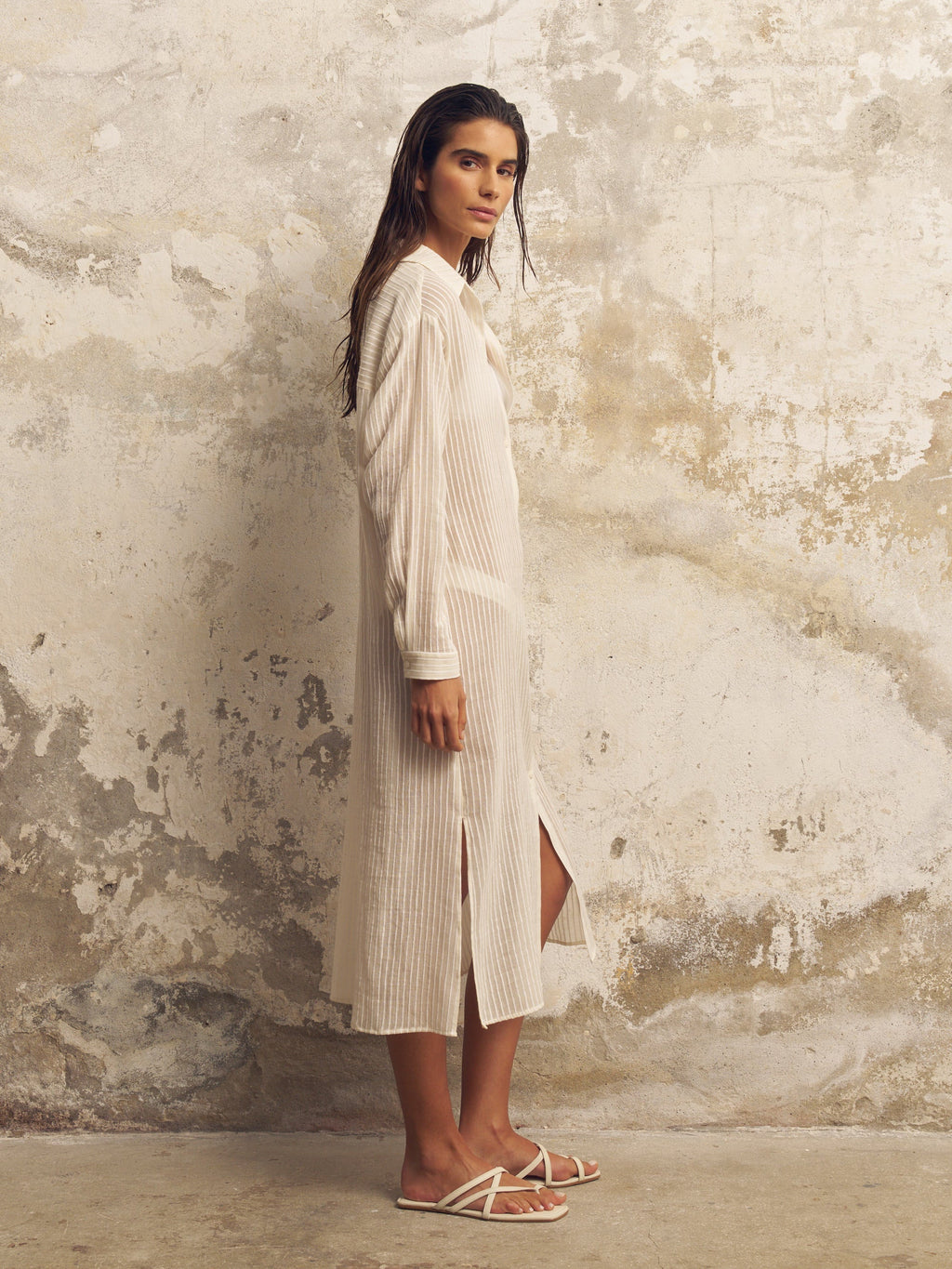 Buy Voyage Shirt Dress - White Stripes by The Handloom
