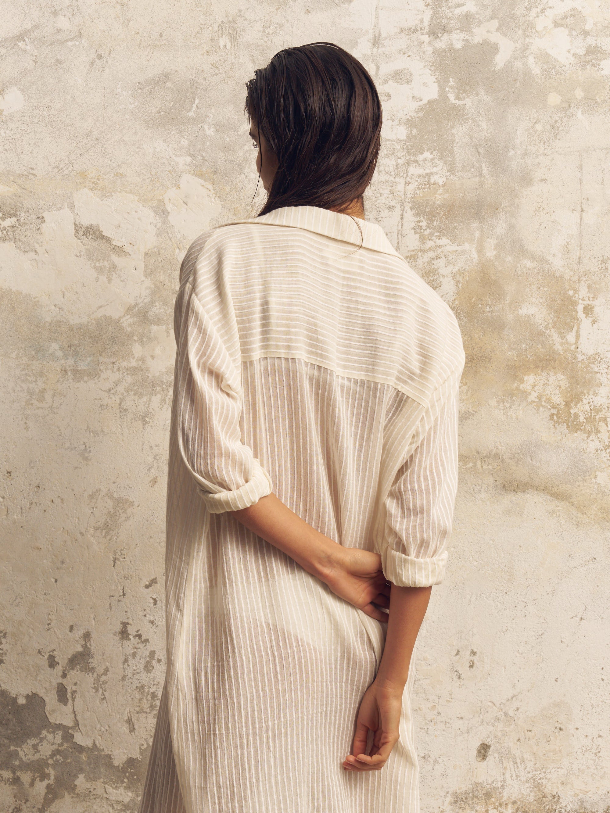 Buy Voyage Shirt Dress - White Stripes by The Handloom