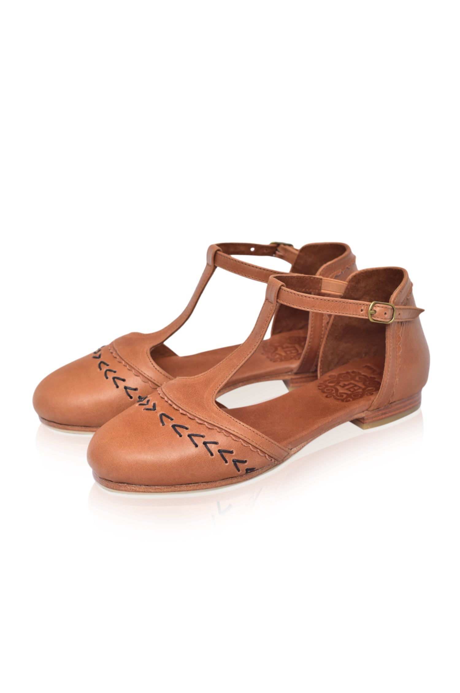 Buy Wonderland T-strap Leather Flats by ELF