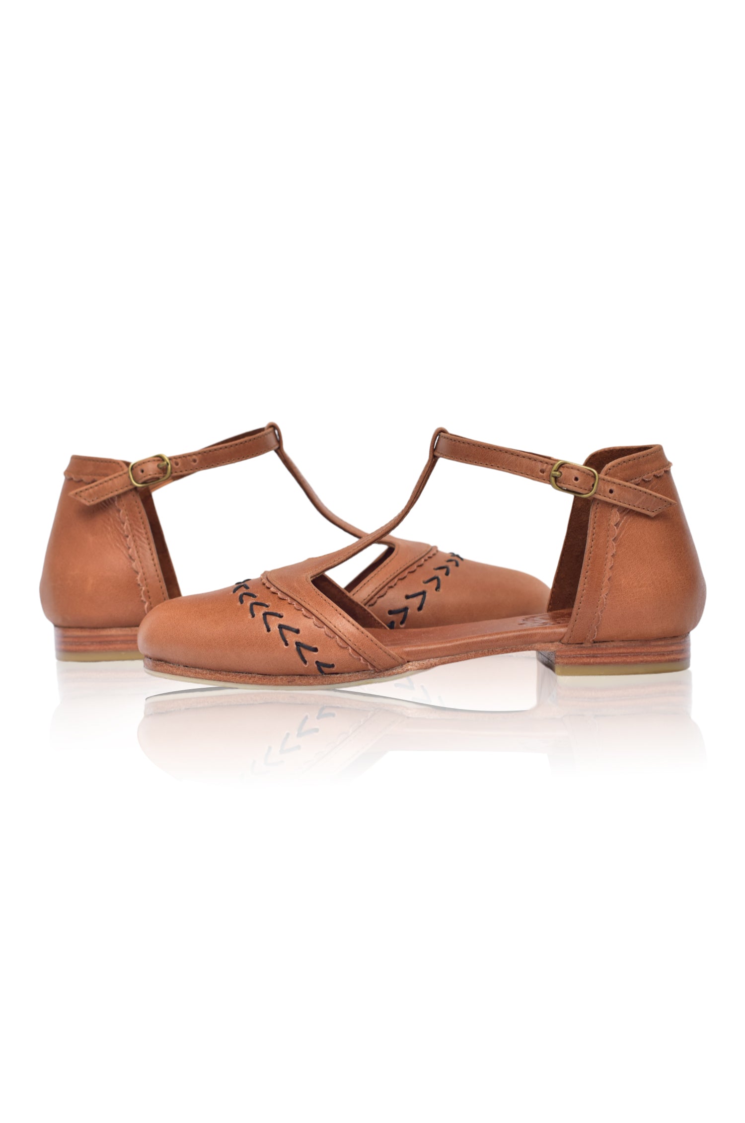 Buy Wonderland T-strap Leather Flats by ELF