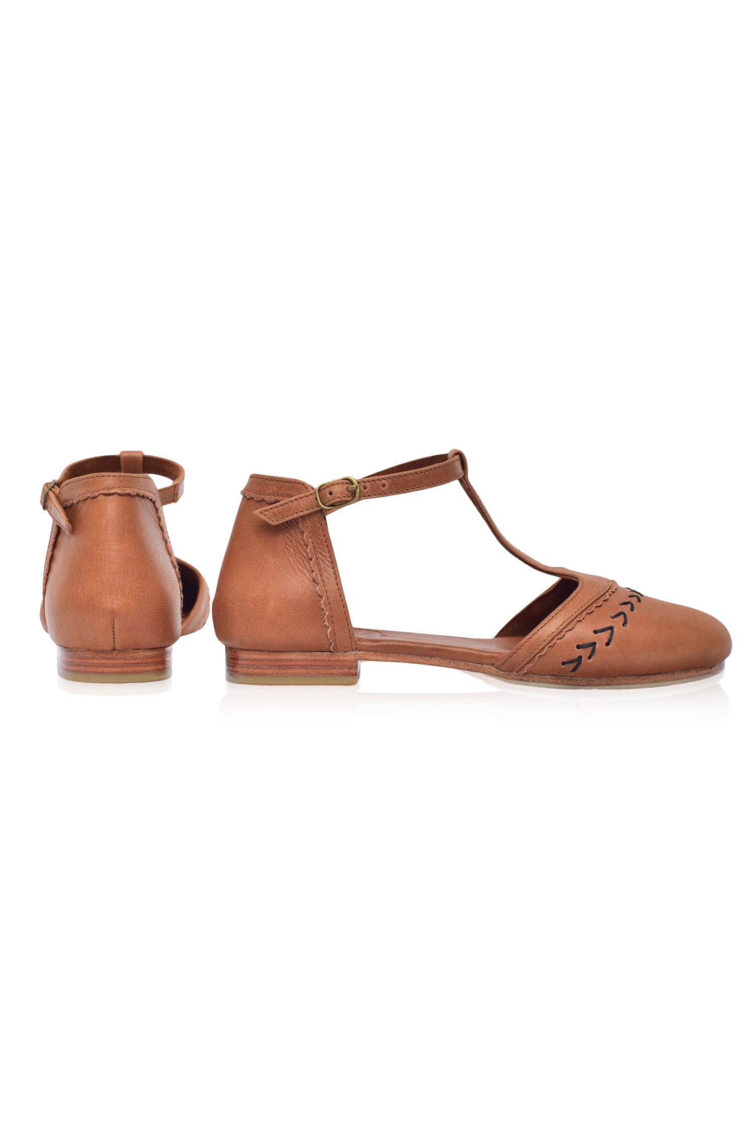Buy Wonderland T-strap Leather Flats by ELF