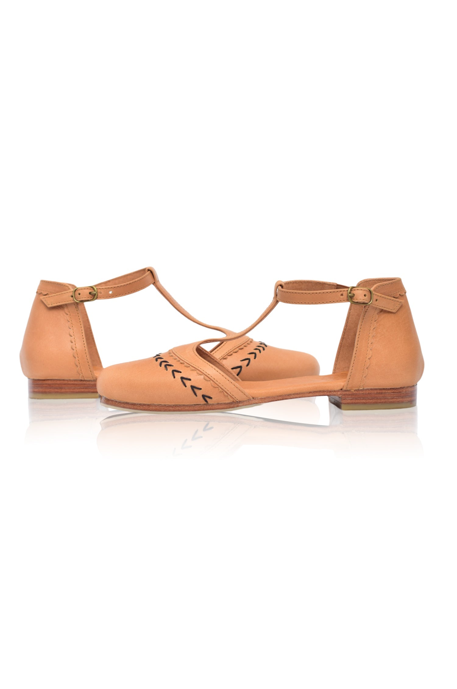 Buy Wonderland T-strap Leather Flats by ELF