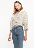 Buy Women's Button Down Cropped Shirt In Sage by Shop at Konus