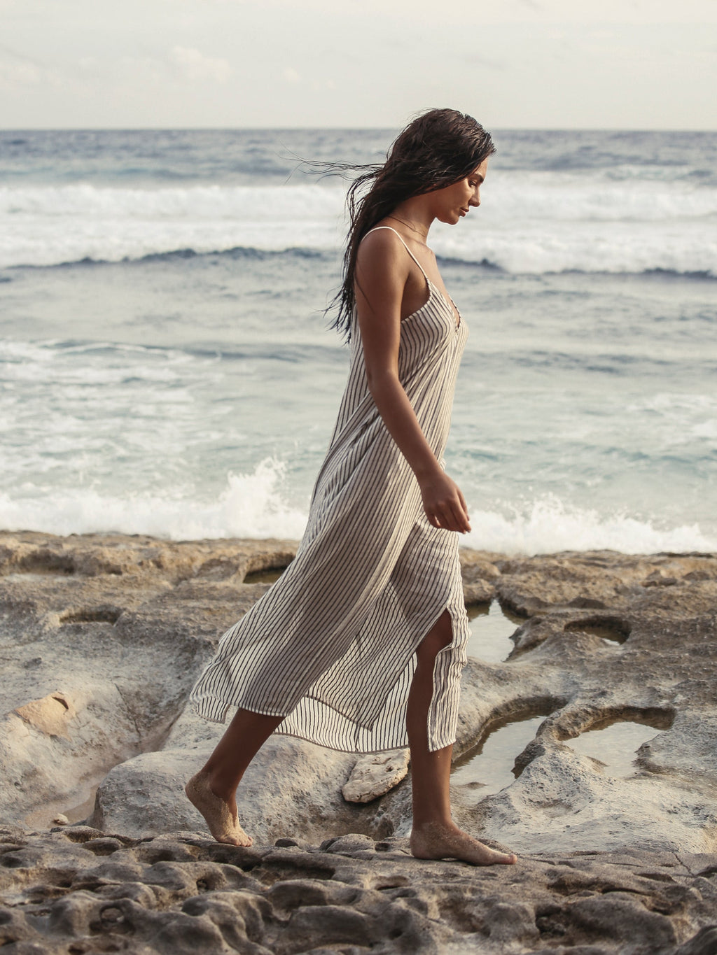 Buy Yaz Dress - Black Stripes by The Handloom