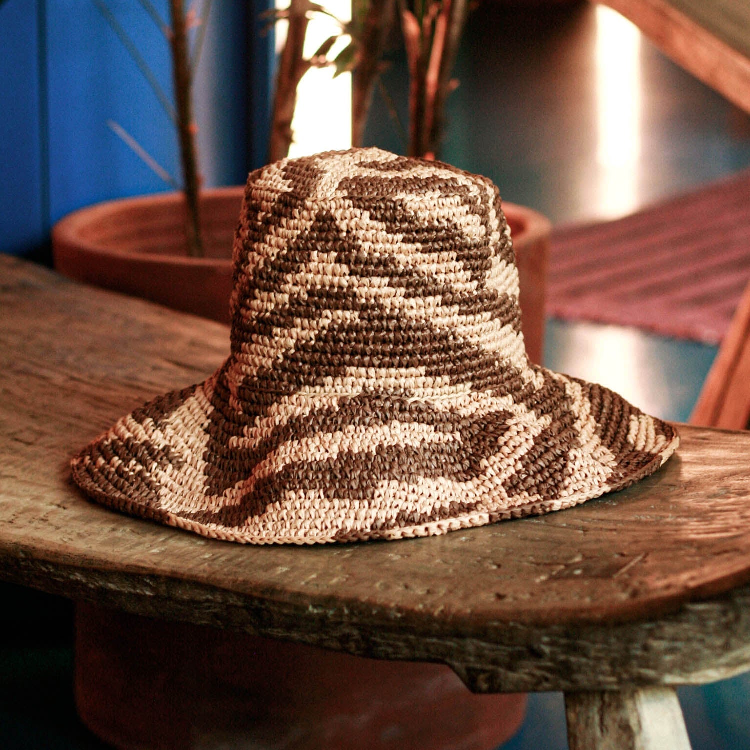 The Zenda Wide Brim Raffia Rancher Hat in Brown