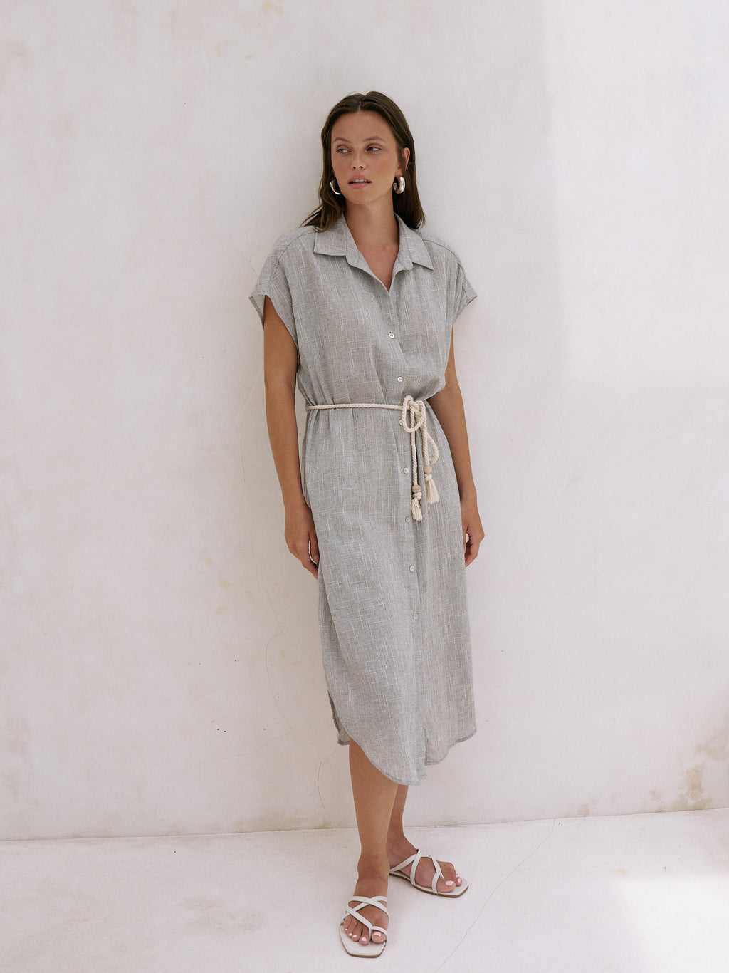 Buy Zaya Shirt Dress - Gray by The Handloom