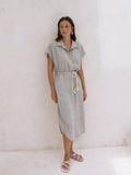 Buy Zaya Shirt Dress - Gray by The Handloom